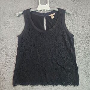Banana Republic Sleeveless Top Women‎ Small Lace Overlay Lined Black - S